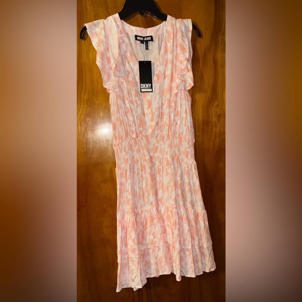 DKNY Peach and White Mini Dress